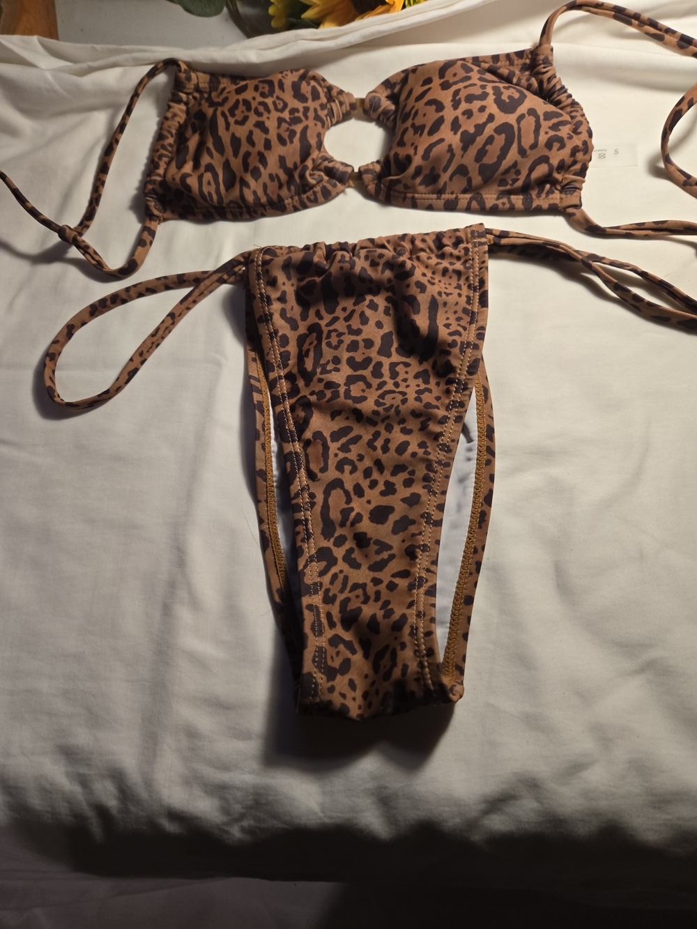 Leopard Print Brown Tie-Side Bikini Set - Women Swim Bikini